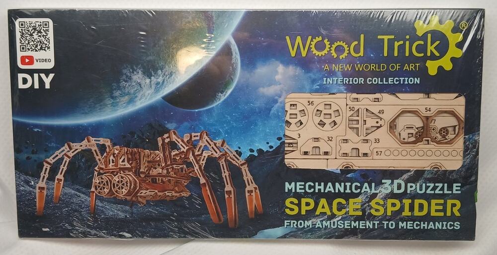 Wood Trick Space Spider Mechanical 3D Puzzle Wooden Model Kit 245 Pieces New
